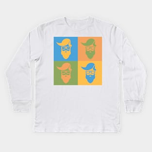 Pop art style hipster Kids Long Sleeve T-Shirt